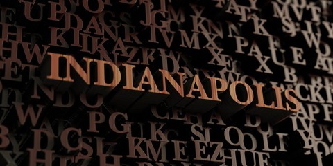 Indianapolis - Wooden 3D rendered letters/message.  Can be used for an online banner ad or a print postcard.