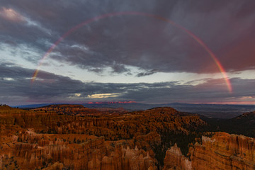 Sunset Rainbow at Sunset Point - Full rainbow over Bryce Canyon as seen from Sunset Point, Bruce Canyon National Park, Utah