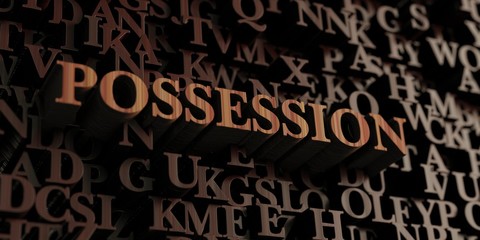 Possession - Wooden 3D rendered letters/message.  Can be used for an online banner ad or a print postcard.