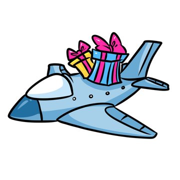 Airplane gifts cartoon illustration isolated image