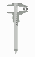Caliper in a flat style. Mesurement. Building and construction. Vector illustration.