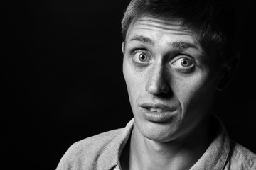 Black and white photo of handsome man