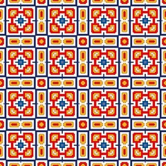 Seamless pattern with symmetric geometric ornament. Bright abstract background.