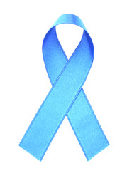 Light blue ribbon isolated on white. Prostate cancer concept