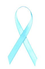 Light blue ribbon isolated on white. Prostate cancer concept