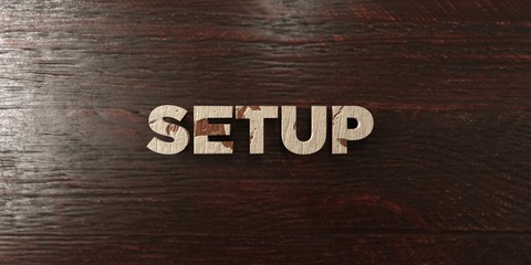 Setup - grungy wooden headline on Maple  - 3D rendered royalty free stock image. This image can be used for an online website banner ad or a print postcard.