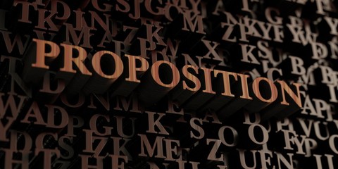 Proposition - Wooden 3D rendered letters/message.  Can be used for an online banner ad or a print postcard.