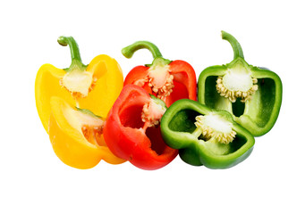 Sliced pepper isolated on white background