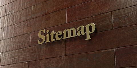 Sitemap - Bronze plaque mounted on maple wood wall  - 3D rendered royalty free stock picture. This image can be used for an online website banner ad or a print postcard.