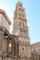 Fototapeta na wymiar Bell Tower of Saint Duje Cathedral in Split, Croatia
