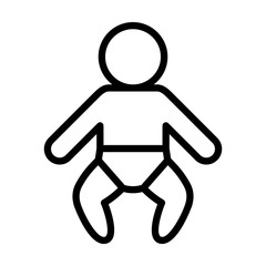 Human newborn baby, toddler or infant line art icon for apps and websites
