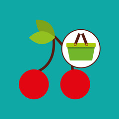 commerce basket tasty cherry vector illustraion eps 10