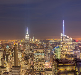 Obraz premium View of New York Manhattan during sunset hours
