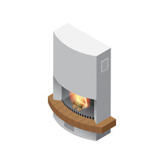 Fireplace Isolated Isometric Vector Illustration