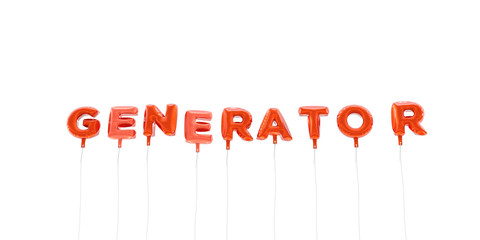 GENERATOR - word made from red foil balloons - 3D rendered.  Can be used for an online banner ad or a print postcard.