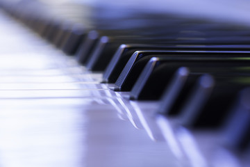 Close-up macro of a piano keys