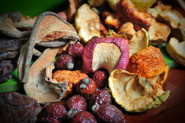 Dried apple, pear, rose apricots slices