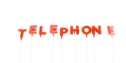 TELEPHONE - word made from red foil balloons - 3D rendered.  Can be used for an online banner ad or a print postcard.