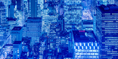 View of New York Manhattan during sunset hours