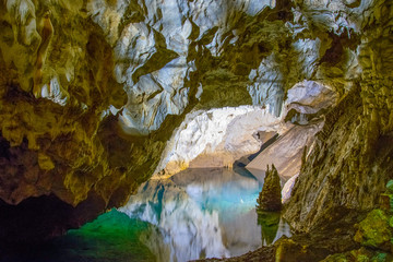 Vrelo cave near to the matka lake in macedonia. - obrazy, fototapety, plakaty