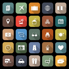 Trip flat icons with long shadow