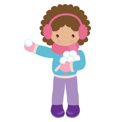 Winter girl vector cartoon illustration
