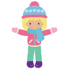 Obraz na płótnie Canvas Winter girl vector cartoon illustration 