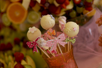 Lollipop put on the table in natural light