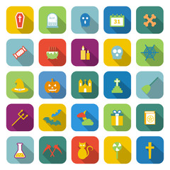 Halloween color icons with long shadow