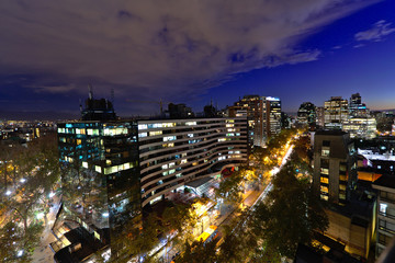 Obraz premium Santiago city from above at twilight.