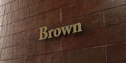 Brown - Bronze plaque mounted on maple wood wall  - 3D rendered royalty free stock picture. This image can be used for an online website banner ad or a print postcard.