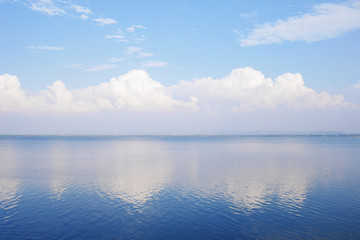 landscape of lake  with clouds reflection
