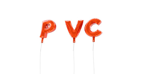 PVC - word made from red foil balloons - 3D rendered.  Can be used for an online banner ad or a print postcard.