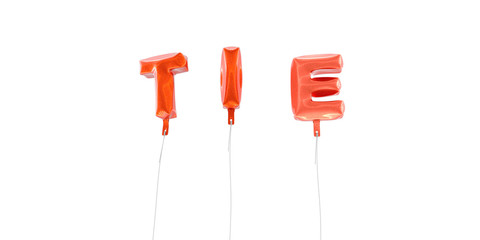 TIE - word made from red foil balloons - 3D rendered.  Can be used for an online banner ad or a print postcard.