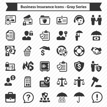 Business Insurance Icons - Gray Series