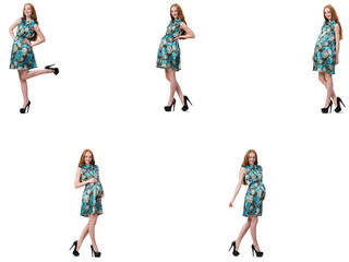 Pregnant woman in composite image isolated on white