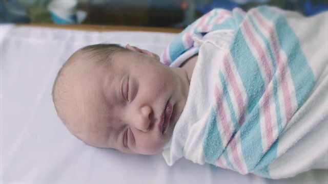Newborn Baby in Hospital Dreaming with Rapid Eye Movement