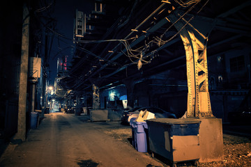 Fototapeta na wymiar Dark City Alley at Night