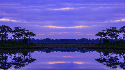Fototapeta na wymiar Reflection of Sunset in the Lake
