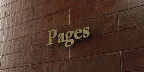Pages - Bronze plaque mounted on maple wood wall  - 3D rendered royalty free stock picture. This image can be used for an online website banner ad or a print postcard.