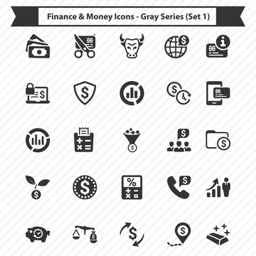 Finance & Money Icons - Gray Series (Set 1)