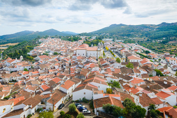 Fototapeta na wymiar Castelo de Vide is a Ancient village. View of the Old Town and the surrounding hills from the medieval castle.Alentejo Region. Portugal