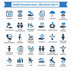 Health Insurance Icons - Blue Series (Set 1)