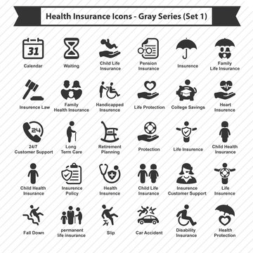 Health Insurance Icons - Gray Series (Set 1)