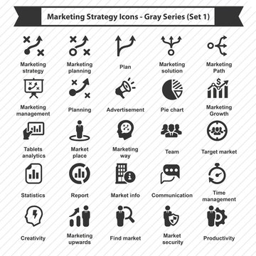 Marketing Strategy Icons - Gray Series (Set 1)