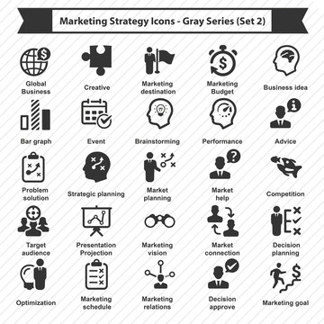Marketing Strategy Icons - Gray Series (Set 2)