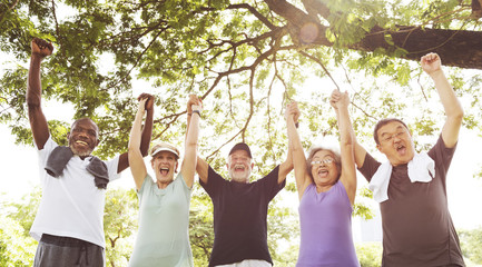 Group Of Senior Retirement Exercising Togetherness Concept - obrazy, fototapety, plakaty