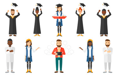 Vector set of graduate student characters.