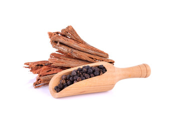 Black pepper on white background