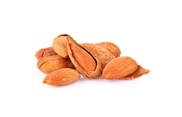 Dried almonds isolated on a white background
